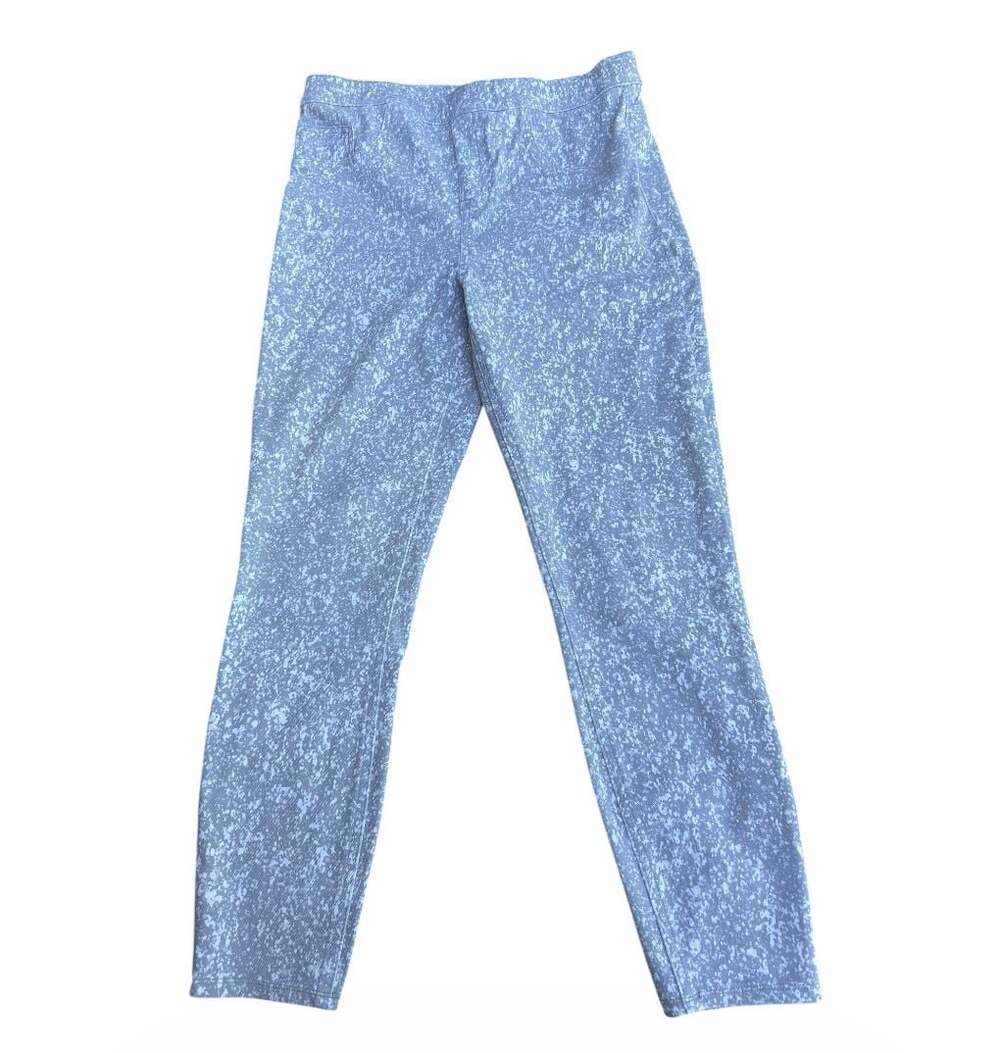 Spanx Jean-ish Ankle Leggings Distressed  Grey and White Marble Print Size Large